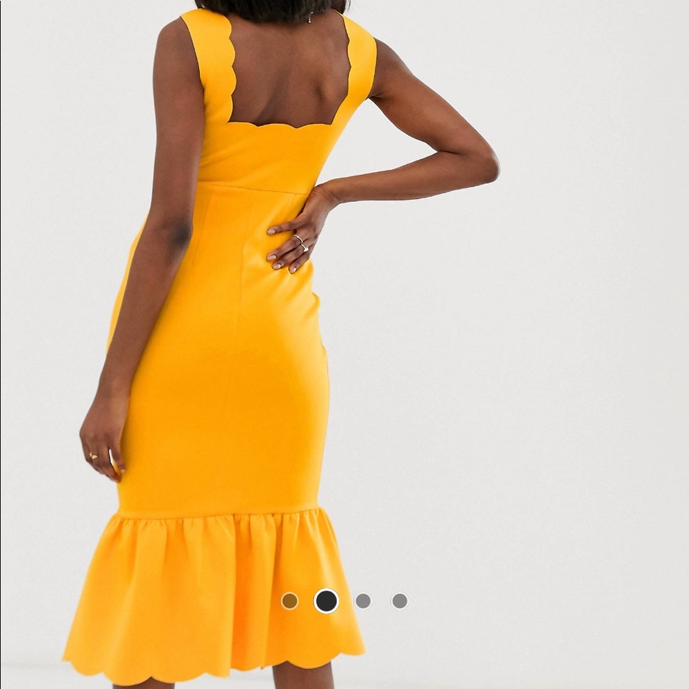 ASOS DESIGN Maternity square neck scallop pephem midi dress